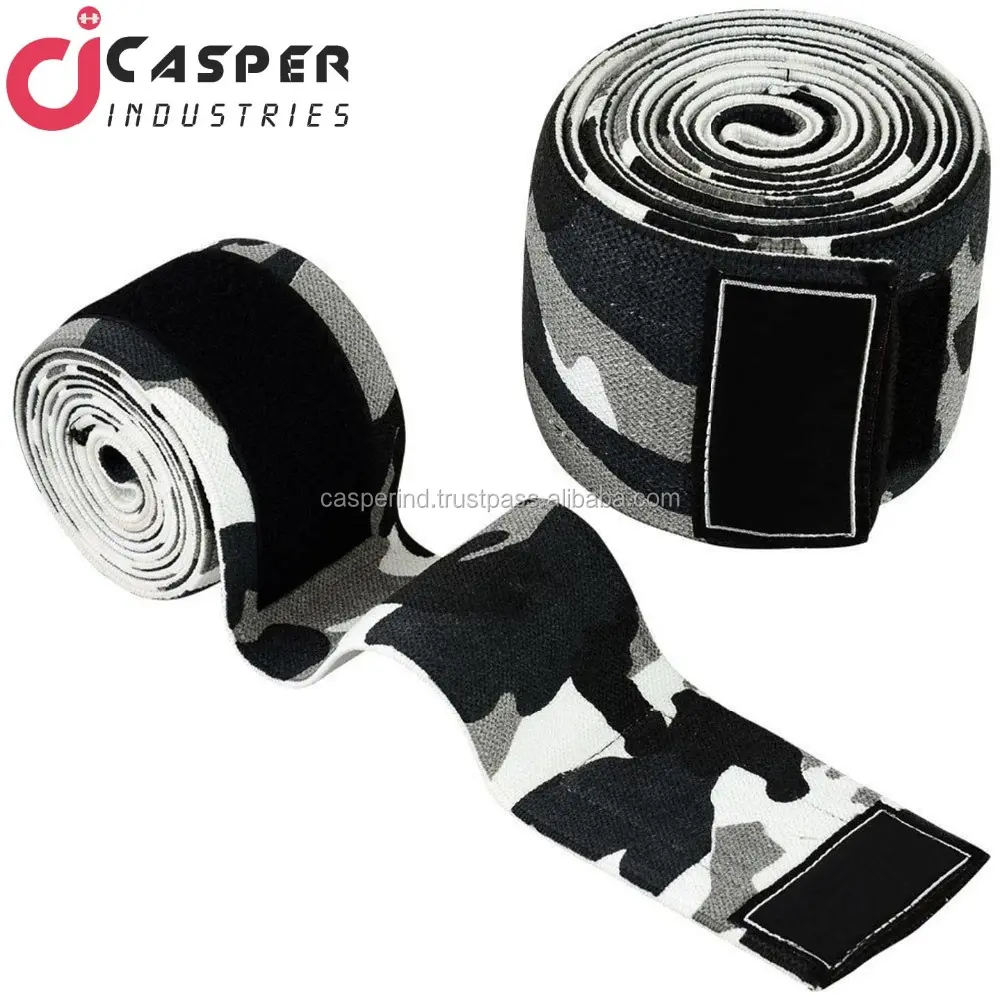 Hot Selling Heavy Duty Power Lifting graue Camo Knie bandagen/Weight Lifting Knie bandagen mit Logo & Fine Stitching Wraps