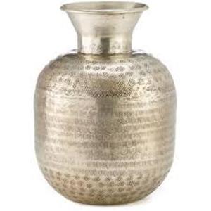 Florero de Metal clásico antiguo Diseño con dobladillo Acabado brillante Florero de Metal moderno Decoración de la sala de estar - Product Image 1