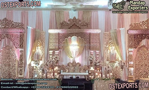 Escenario Abierto Estilo Rajwadi para Bodas, Impresionante Decoración para Eventos de Boda, Nuevo Diseño de Escenario Estilo Bollywood Asiático - Product Image 4