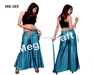 Pantalon Palazzo enveloppant bleu respirant de maternité pour femme-Pantalon en crêpe de soie de style urbain pour fête d'été - Product Image 1