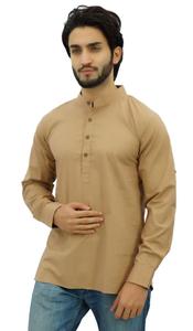 Camiseta de manga larga de algodón para hombre, botón de madera, parte frontal, bolsillo, indio, Kurta, 62 - Product Image 4
