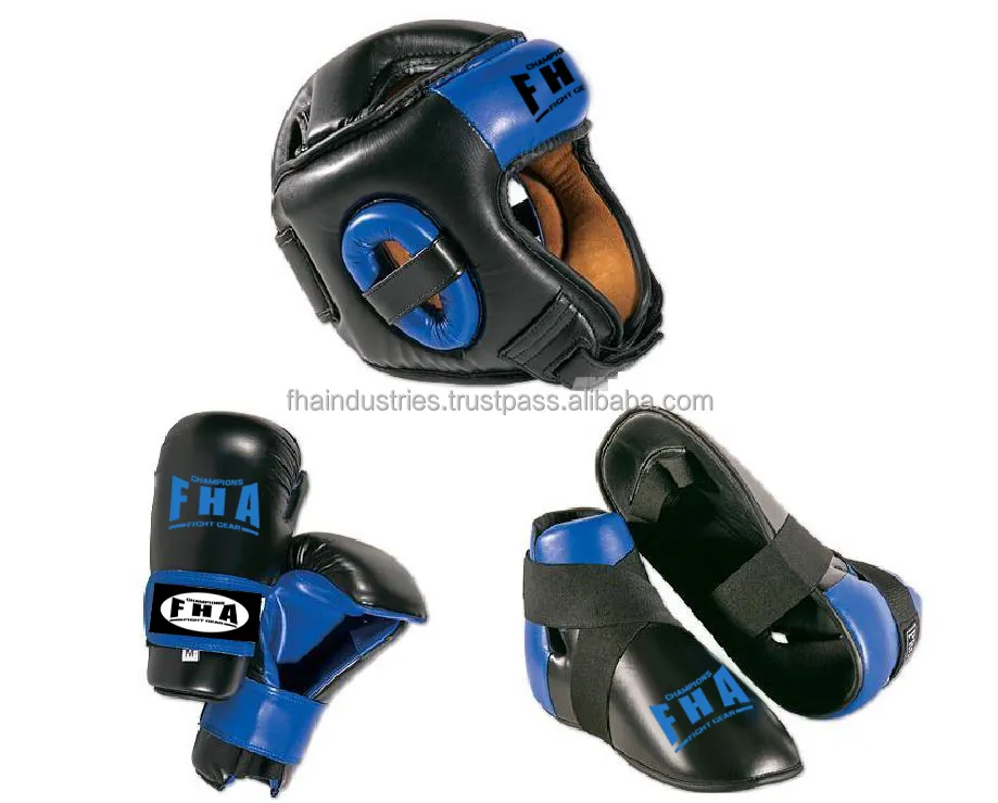 Semi póngase en contacto con MMA Kickboxing de entrenamiento conjunto de engranajes/punto lucha guantes guardia casco zapatos para niños adultos en cuero de la PU