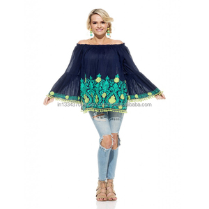 Suzani เสื้อปักไหล่แขนกระดิ่งเสื้อปอมปอมชายเสื้อผู้หญิง - Product Image 1