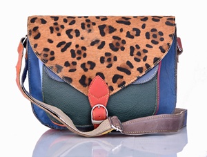 Coloré 100% cuir véritable imprimé léopard rabat sacs de selle Style Preppy femmes petite épaule croix corps fronde sacs de messager - Product Image 3