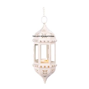 Hanging Metal Moroccan <b>Lantern</b> <b>Candle</b> Holder Ramadan Indoor Home Decor Outdoor Patio Weddings 4X4X11 Inch lighting decoration - Product Image 1