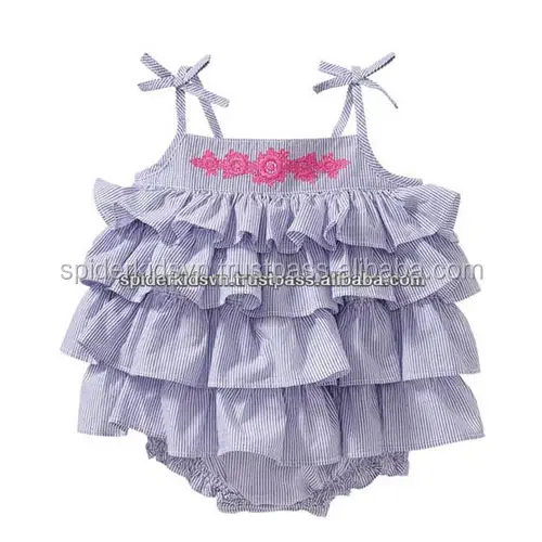 Purple Stripes Baby Girls Ruffle Bubble Infant/Toddler Girl Baby Dress Wholesale OEM made in Viet Nam girls clothing