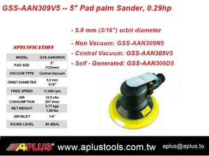 GSS-AAN309V5 lijadora de aire 5 pulgadas PAD 5,0 MM órbita diámetro de vivienda vacío CENTRAL - Product Image 3
