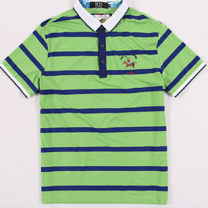 Polo pour hommes de haute qualité avec motif à rayures 180 grammes poids du tissu Logo brodé nouveau style - Product Image 1