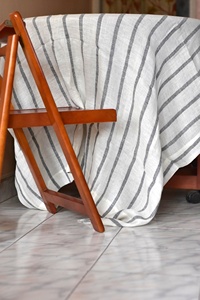 100% lin lin tissé rayure style moderne grande nappe - Product Image 5