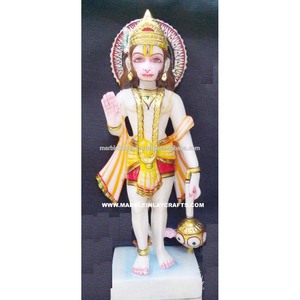 Statue de Hanuman debout en marbre de Makrana - Product Image 1
