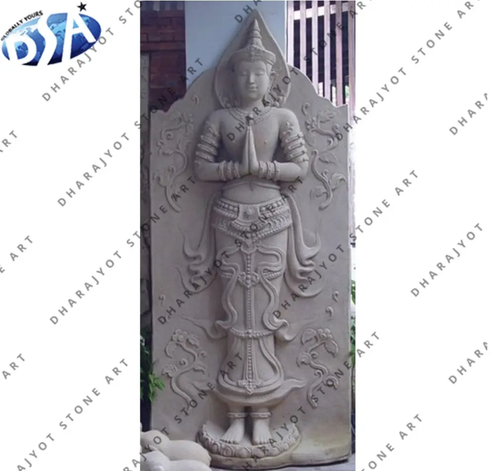 ग्रे बलुआ पत्थर भारतीय लेडी मूर्तिकला हाथ नक्काशीदार दीवार फांसी