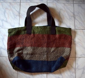 Sac fourre-tout en lin tissé de diamants avec motif géométrique Sacs à provisions à poignée multicolore - Product Image 6