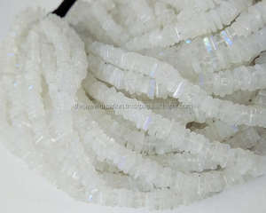 5mm 6mm Natural White Rainbow Moonstone <b>Heishi</b> Flat Square Gemstone <b>Beads</b> Strand Semi Precious Stone for Jewelry Making Online - Product Image 4