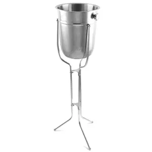 king international Custom PU Leather Hotel Supply Ice Bucket Steel Bar Set Stainless Steel Bar COPPER COOLING BUCKET WITH STAND