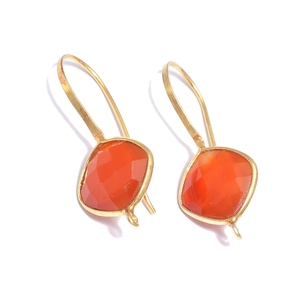 Green Amethyst Quartz Pear Faceted <b>Charm</b> Earrings <b>Clip</b>-<b>On</b> Design for Wedding Party or Gift - Product Image 2