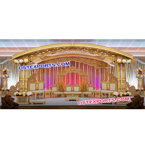 Mandap de Madera Tallada de Dos Pilares para Bodas, Mandap de Madera de Doble Pilar, Fabricante de Mandaps de Madera para Bodas Indias, Decoración para Eventos en EE. UU. - Product Image 1