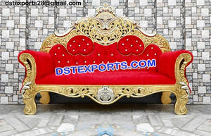 Latest Indian Wedding <b>Sofa</b> for Sale Beautiful Wedding <b>Gold</b> Plated <b>Sofa</b> Weddings Stage Furniture - Product Image 4