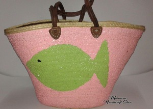 Bolso Tote de Paja con Lentejuelas Brillantes Multicolores Estilo Canasta Francesa Marroquí - Product Image 2