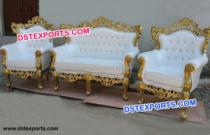 El mejor juego de sofás de boda de Bollywood, bodas indias, juegos de sofás dorados Maharaja, estilo francés, muebles de boda de lujo personalizados, EE. UU. - Product Image 4
