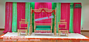 Antiguo Mehndi función etapa decoración mejor Pakastani boda etapa de decoración de moda Sangeet etapa de decoración - Product Image 5