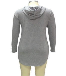 เสื้อฮู้ดเดรสลำลองแขนยาวสีเทาสำหรับผู้หญิง ใส่สบาย ระบายอากาศได้ดี ทรงหลวม สไตล์สปอร์ต พร้อมโลโก้พิมพ์ด้านหน้าตามสั่ง - Product Image 6