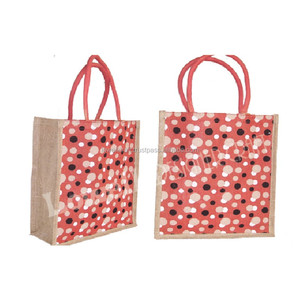 Geometric Pattern Reusable Extra Large Handled Jute Shopping <b>Bag</b> by LOWELLCRAFT - Product Image 4