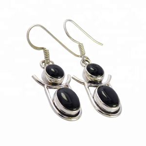 High Quality Natural Black <b>Onyx</b> Gemstone Vintage Wedding Drop <b>Earrings</b> Handmade 925 Sterling Silver Gift - Product Image 1
