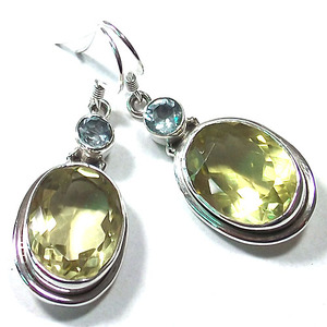 Drop Style 925 Sterling <b>Silver</b> Earrings Lemon Quartz Dangle <b>Huggie</b> Hoop Ear-studs Jhumka Bali Trendy Daily Wear Earrings Jewelry - Product Image 4