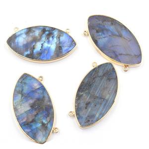 Labradorite forme marquise lunette en argent sterling 925 plaqué or pendentif fabrication de bijoux artisanale - Product Image 2