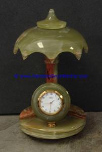 Onyx Umbrella Clock Décoration en pierre sculptée à la main du Pakistan pour un usage domestique - Product Image 4