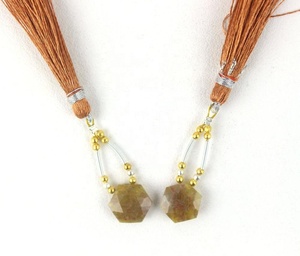 Natural <b>Bronze</b> Agate Gemstone Faceted Hexagon Shape With Earring Handmade Necklace Women <b>Jewelry</b> Wholesale - Product Image 4