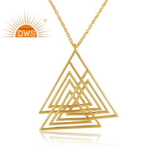 Colgante de cadena chapado en oro de 18K, colgante de diseño delicado geométrico, joyería de moda lisa al por mayor - Product Image 2