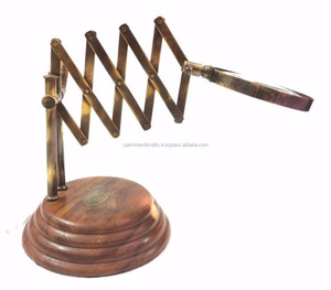 Loupe de bureau à chaîne sur Base en bois, loupe en laiton Antique CHMG40052 - Product Image 6