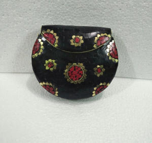 คลัทช์แฮนด์เมดสไตล์วินเทจอินเดีย,กระเป๋าคลัทช์สีดำดีไซน์หรูหราสำหรับผู้หญิงตกแต่งด้วยกระเบื้องโมเสคคลัทช์สำหรับงานปาร์ตี้ตอนเย็น - Product Image 2