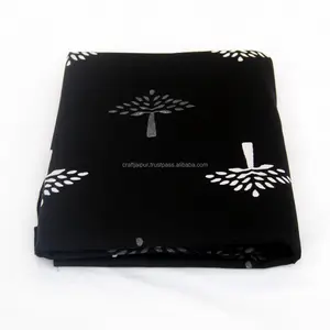 Handmade <b>Black</b> Block Printed Voile Cotton Fabric Organic Lightweight Material for Garments Dresses & Projects Soft Breathable - Product Image 1