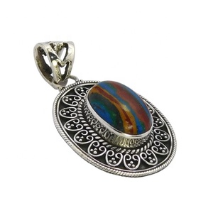 Venta al por mayor de moda de diseño único colgantes de plata de ley 925 Arco Iris Calsilica collar de joyería fina colgantes y dijes - Product Image 1