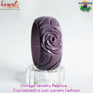 Vintage <b>Inspired</b> Wholesale Flower Carved Bakelite Bangle <b>Bracelet</b> Jewellery - Product Image 4