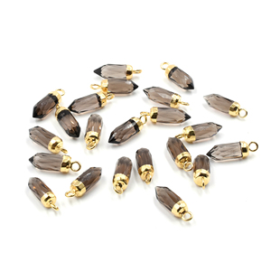 จี้ควอตซ์สโมคกี้ขนาด 16 ถึง 18 มม. รูปทรงแหลมเล็ก พลอยชุบทอง 14K พร้อมห่วง สำหรับเครื่องประดับ หินประจำเดือนพฤศจิกายน - Product Image 5