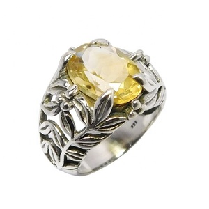 Belle bague en argent massif 925 Citrine, bijoux en argent - Product Image 1