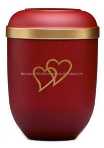 Urne d'enterrement adulte en aluminium rouge avec oiseau par Brassworld fournitures d'enterrement inde - Product Image 6