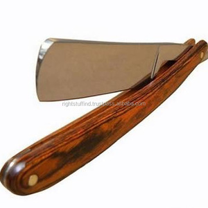 Wood Folding Handle Razor Straight Razor for Single Straight <b>Edge</b> Barber Razor Blades - Product Image 2