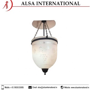 Lámpara colgante de tarro de campana de cristal hecha a mano decorativa para el hogar más vendida con patrón de flores exportador directo suministro a granel artesanías de vidrio - Product Image 6