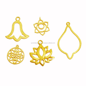 Colgante de Metal con Flor de Loto Chapado en Oro de 25 mm, Moderno, para Fiestas Infantiles, Accesorios de Joyería Hechos a Mano - Product Image 2