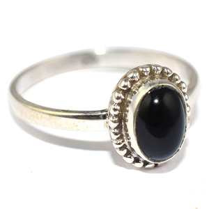 Anillos de plata de ley 925 de ónix negro, bisel Natural en forma de media pierna, proveedor de plata de la India - Product Image 1