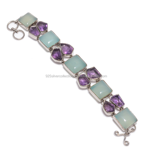 2025 Handmade Sterling Silver Tennis <b>Bracelet</b> for Women 7-9 Inches Featuring Chalcedony <b>Amethyst</b> Anniversary Gift for Parties - Product Image 1