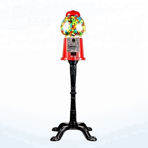 Distributeur de bonbons en vrac Kwang Hsieh 15 pouces, en alliage d'aluminium antique, avec verre et cristal, écologique, rouge, pour machine à boules de gomme, support de distributeur de bonbons, vente en gros OEM - Product Image 5