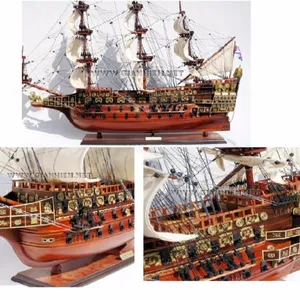 海洋木制模型高大船-高品质木制船模型-航海装饰工艺品模型