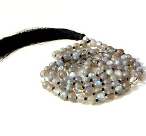 Labradorite – collier de perles de prière tibétaines 108 Mala, fait à la main, colliers de perles d'artiste indien - Product Image 2