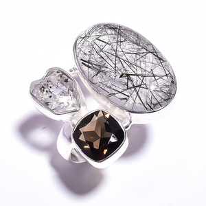 Fabuleux Rutile Herkimer Diamant Smoky 925 Bague De Mariage En Argent Sterling Frais Offre Spéciale 925 Bijoux En Argent - Product Image 1