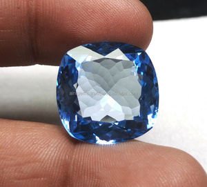 Atractiva piedra preciosa de Topacio Azul suizo, forma de cojín semipreciosa, piedra de corte facetado de Topacio Azul suizo suelto para fines de joyería - Product Image 1